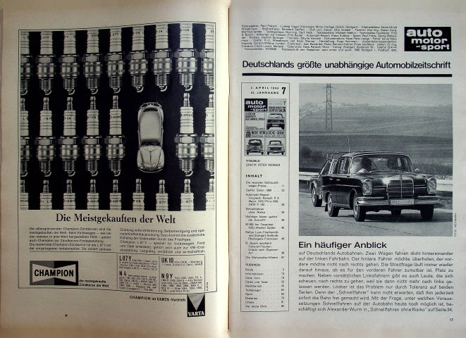 Inhaltsverzeichnis Auto Motor und Sport 07/1966