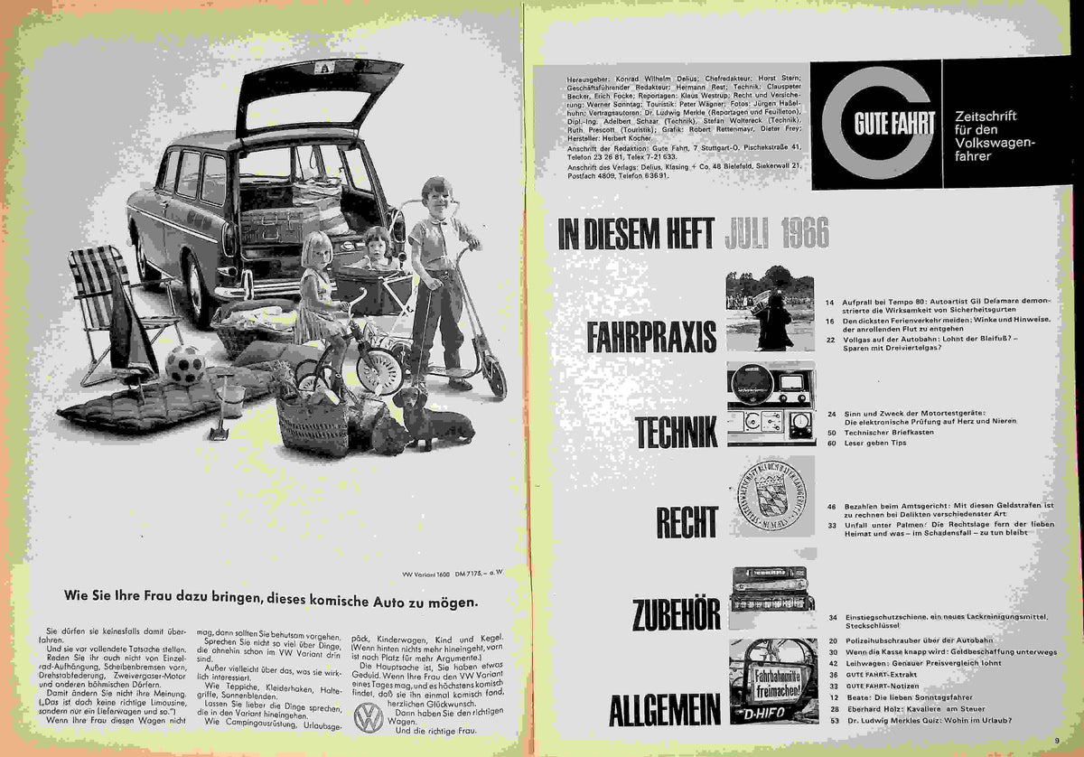Inhaltsverzeichnis Gute Fahrt 07/1966