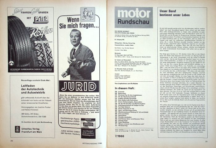 Inhaltsverzeichnis Motor Rundschau 07/1966