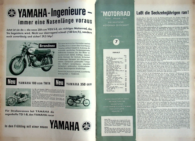 Inhaltsverzeichnis Motorrad 07/1967