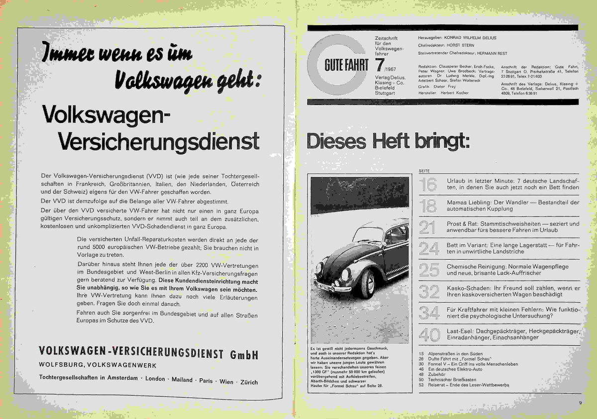 Inhaltsverzeichnis Gute Fahrt 07/1967