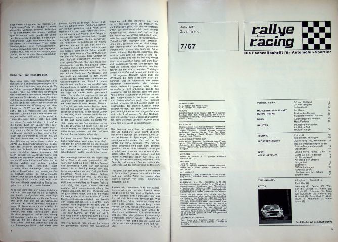 Inhaltsverzeichnis Rallye Racing 07/1967