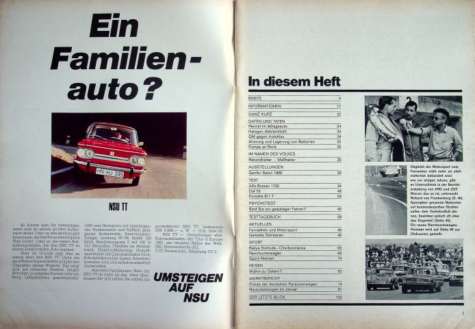 Inhaltsverzeichnis Auto Motor und Sport 07/1968