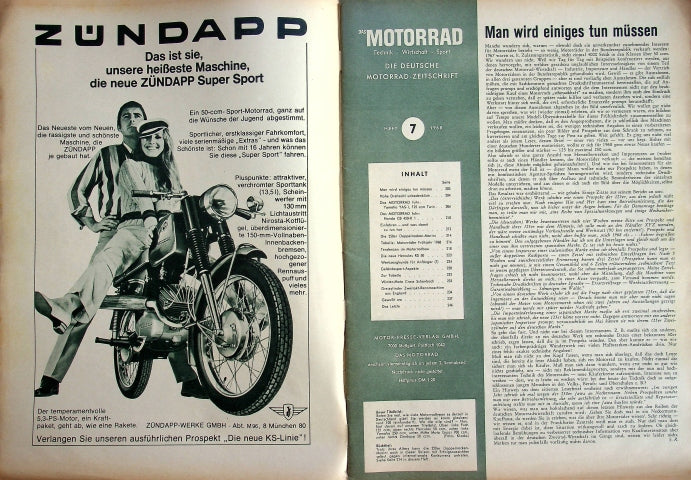 Inhaltsverzeichnis Motorrad 07/1968