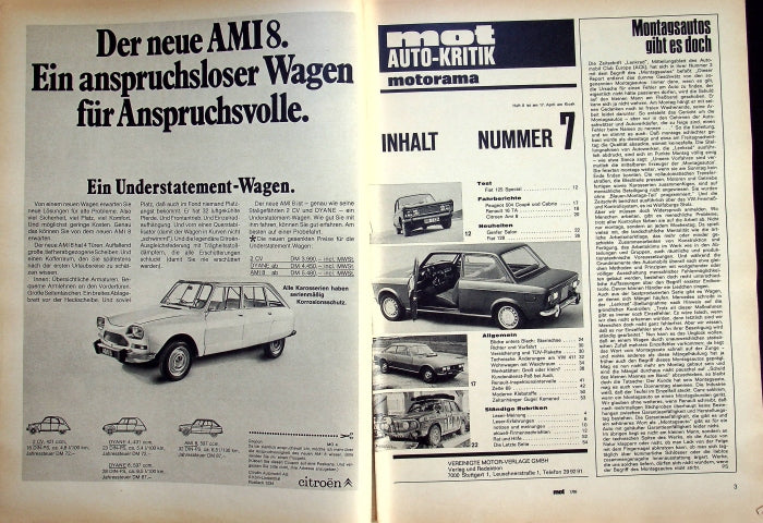 Inhaltsverzeichnis MOT 07/1969