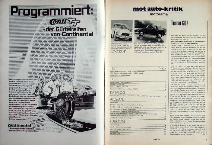 Inhaltsverzeichnis MOT 07/1970