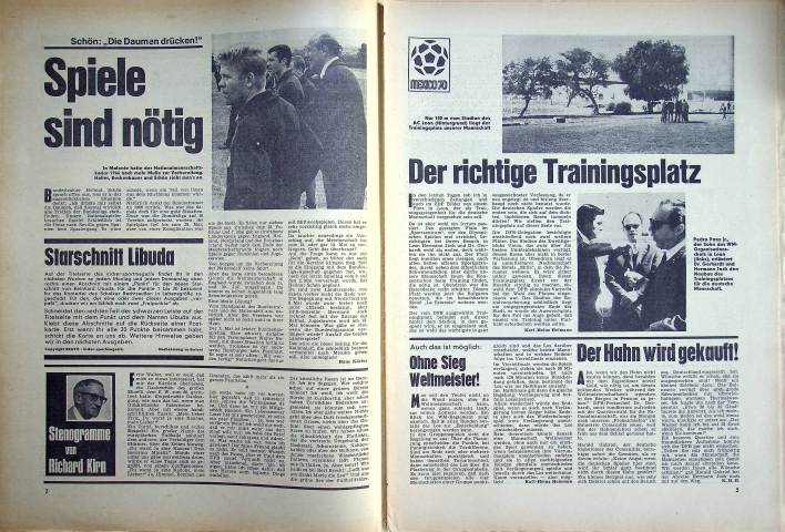 Inhaltsverzeichnis Kicker 07/1970