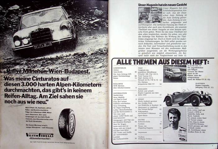 Inhaltsverzeichnis Autozeitung 07/1971
