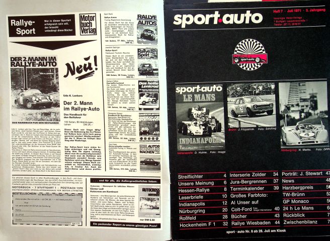 Inhaltsverzeichnis Sport Auto 07/1971