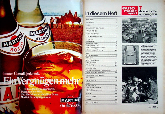 Inhaltsverzeichnis Auto Motor und Sport 07/1972