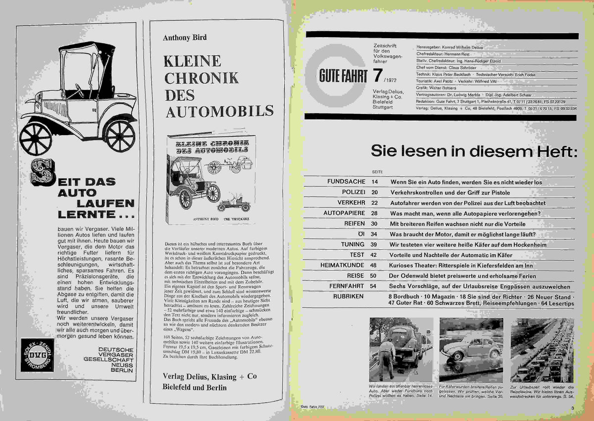 Inhaltsverzeichnis Gute Fahrt 07/1972