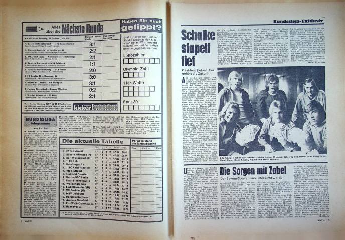 Inhaltsverzeichnis Kicker 07/1972