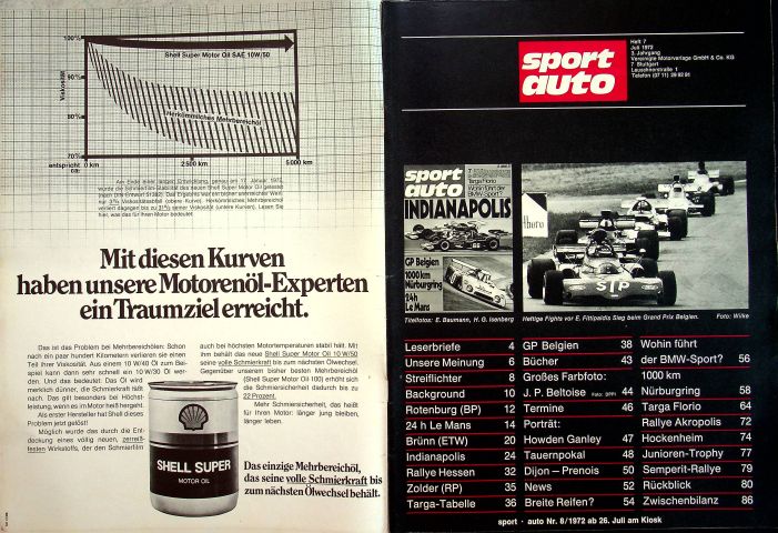 Inhaltsverzeichnis Sport Auto 07/1972