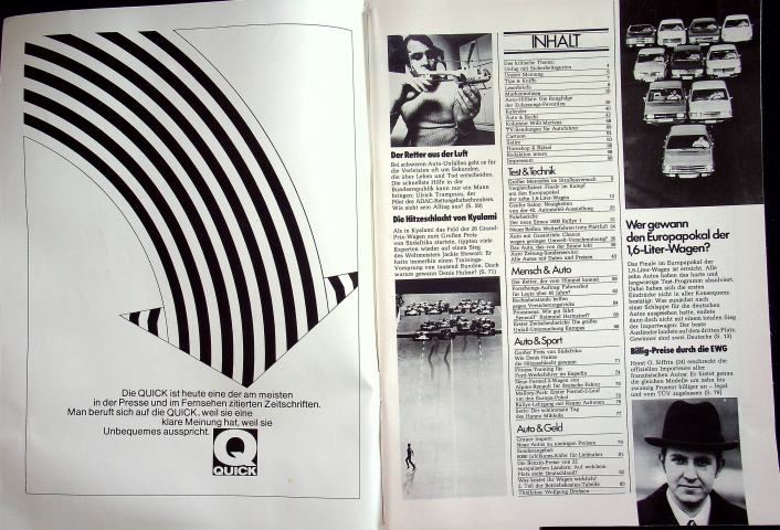 Inhaltsverzeichnis Autozeitung 07/1972