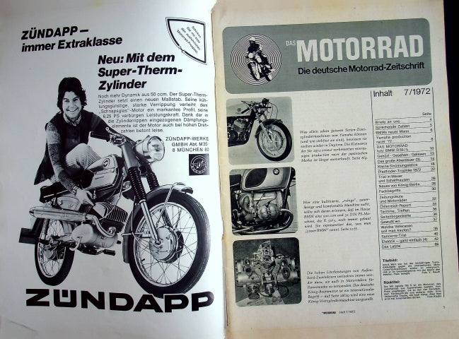 Inhaltsverzeichnis Motorrad 07/1972
