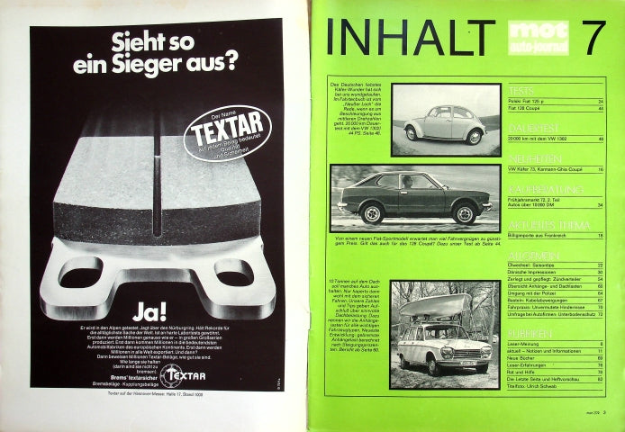Inhaltsverzeichnis MOT 07/1972