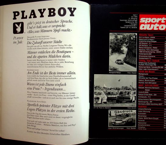Inhaltsverzeichnis Sport Auto 07/1973