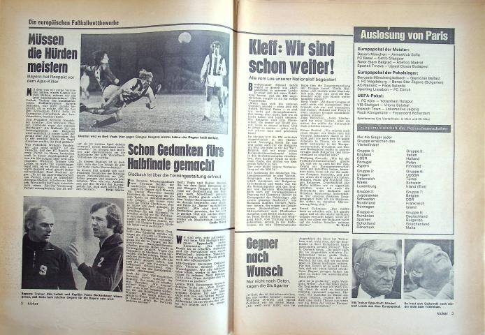 Inhaltsverzeichnis Kicker 07/1974