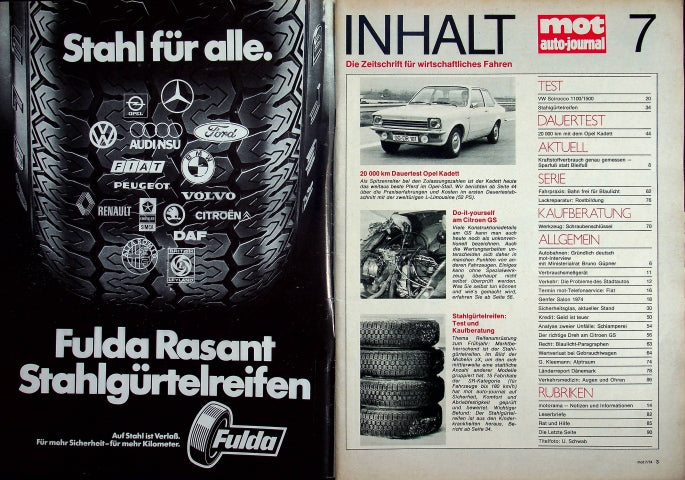 Inhaltsverzeichnis MOT 07/1974