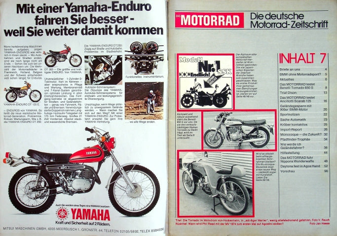 Inhaltsverzeichnis Motorrad 07/1974