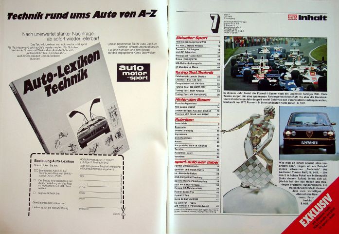 Inhaltsverzeichnis Sport Auto 07/1975