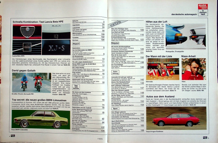 Inhaltsverzeichnis Auto Motor und Sport 07/1976