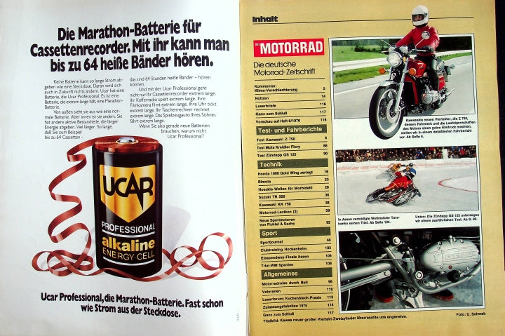Inhaltsverzeichnis Motorrad 07/1976