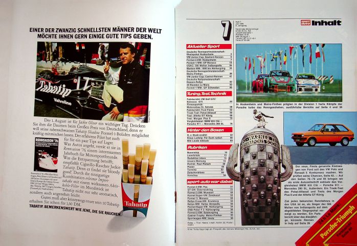 Inhaltsverzeichnis Sport Auto 07/1976