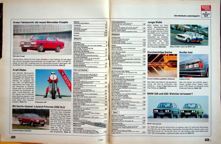 Inhaltsverzeichnis Auto Motor und Sport 07/1977