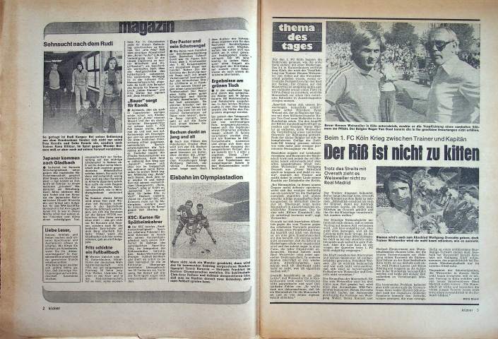 Inhaltsverzeichnis Kicker 07/1977