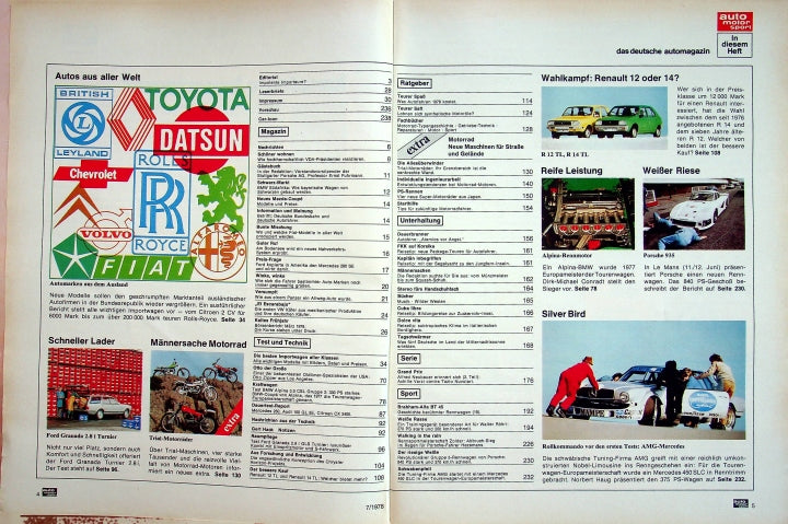 Inhaltsverzeichnis Auto Motor und Sport 07/1978