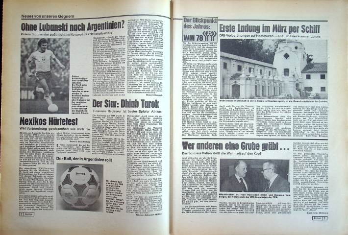 Inhaltsverzeichnis Kicker 07/1978