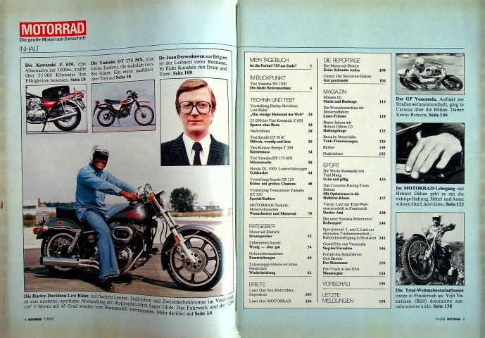 Inhaltsverzeichnis Motorrad 07/1978