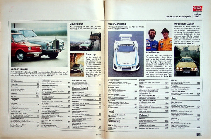 Inhaltsverzeichnis Auto Motor und Sport 07/1979