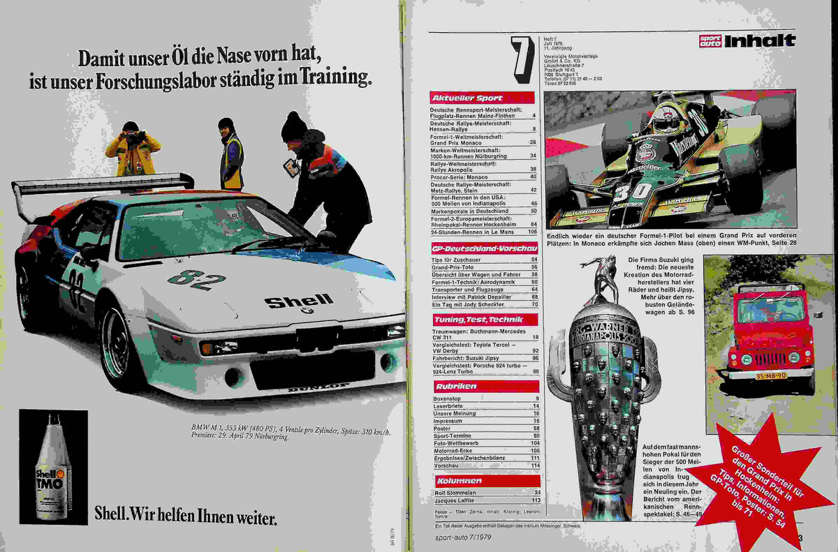 Inhaltsverzeichnis Sport Auto 07/1979