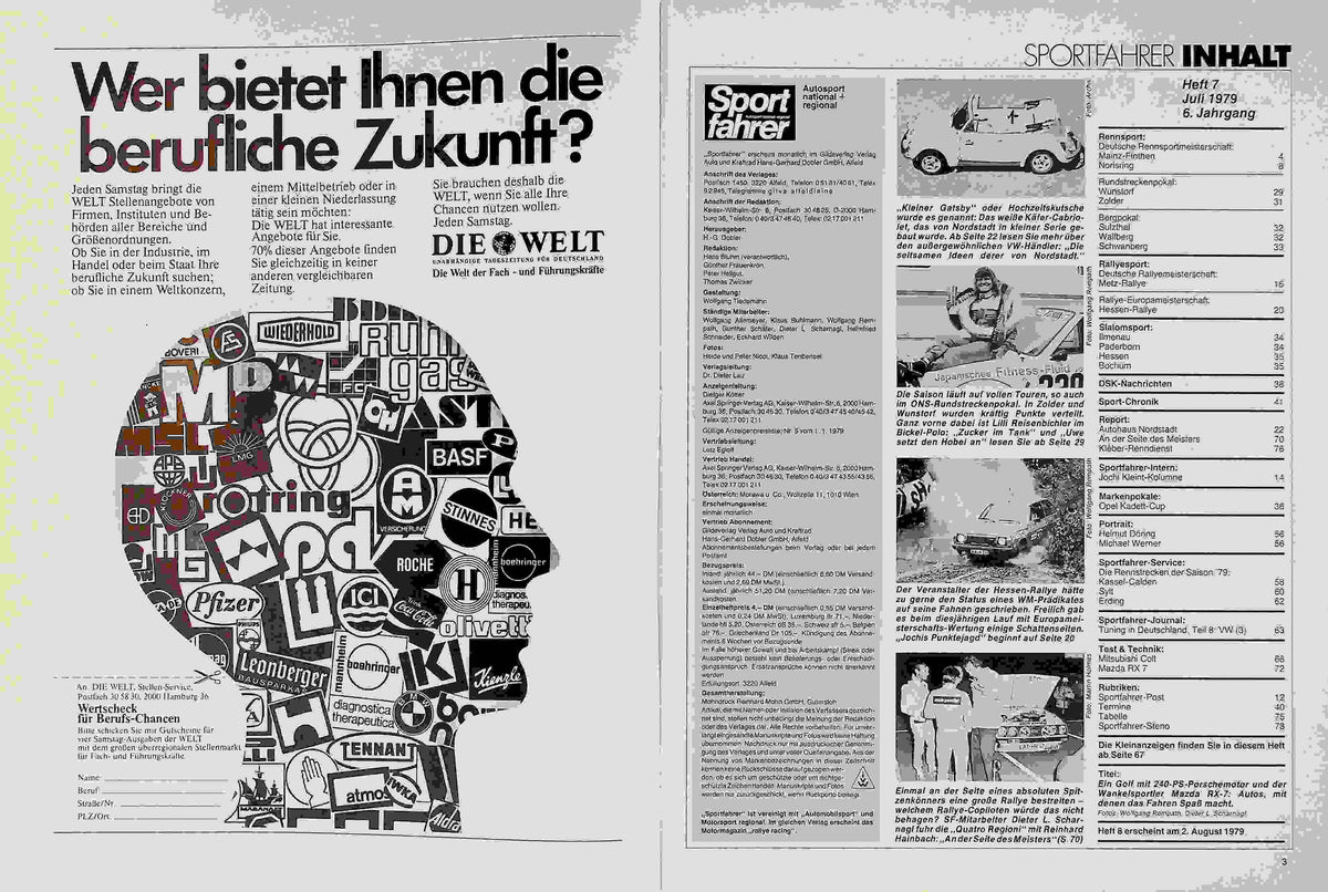 Inhaltsverzeichnis Sport Fahrer 07/1979