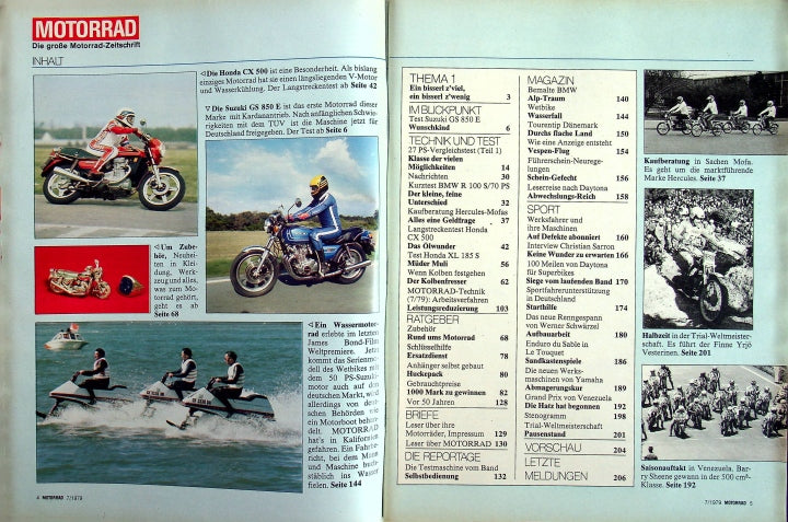 Inhaltsverzeichnis Motorrad 07/1979