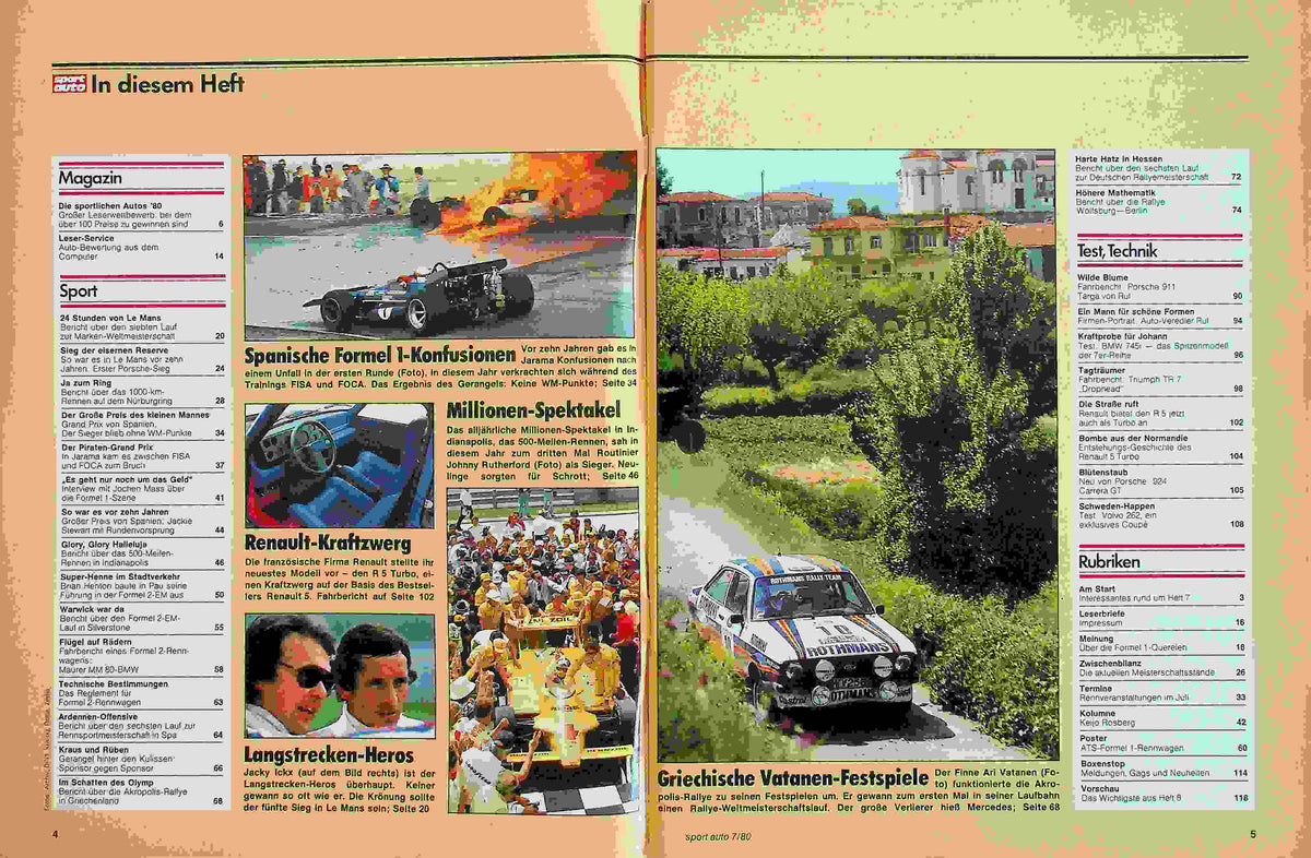 Inhaltsverzeichnis Sport Auto 07/1980