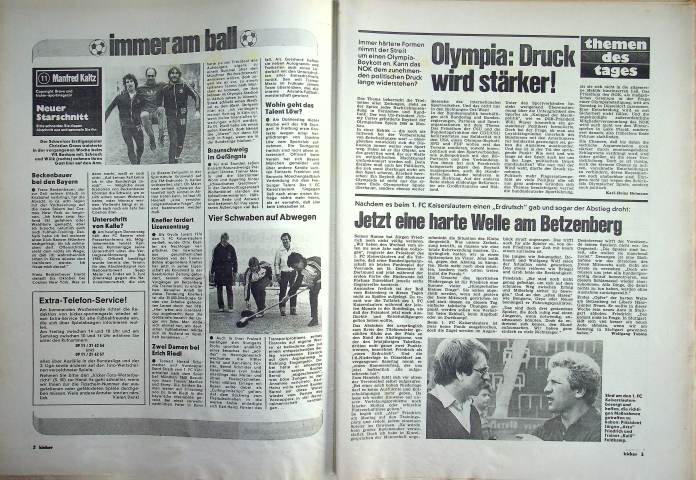 Inhaltsverzeichnis Kicker 07/1980
