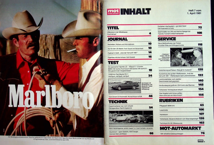 Inhaltsverzeichnis MOT 07/1981