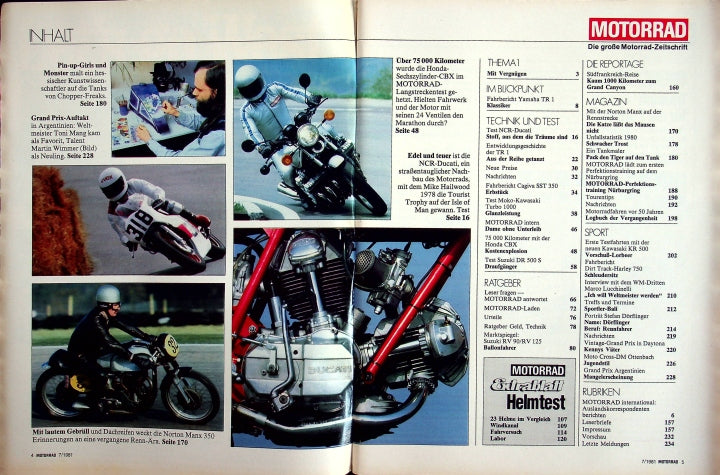 Inhaltsverzeichnis Motorrad 07/1981