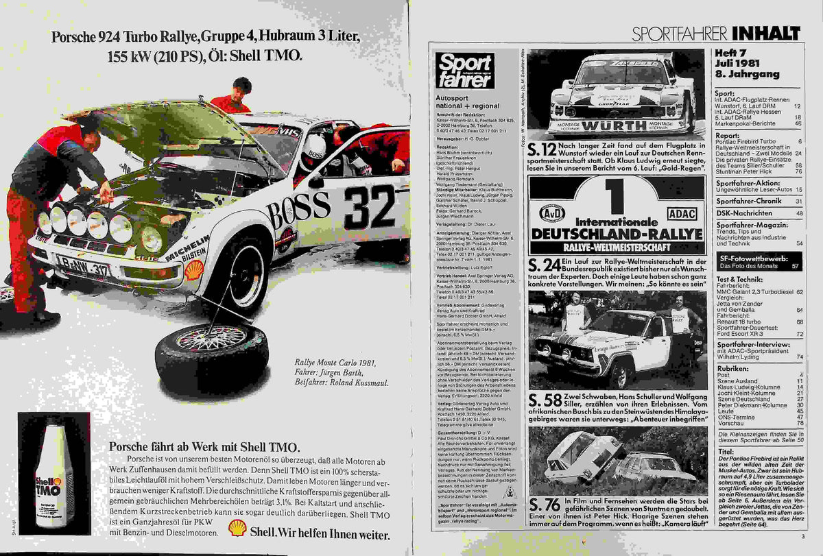 Inhaltsverzeichnis Sport Fahrer 07/1981