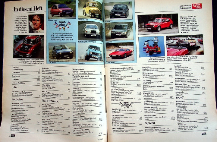 Inhaltsverzeichnis Auto Motor und Sport 07/1982