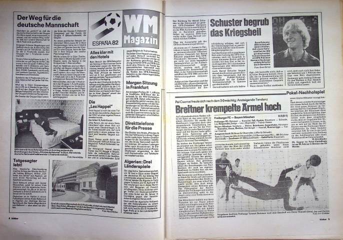 Inhaltsverzeichnis Kicker 07/1982