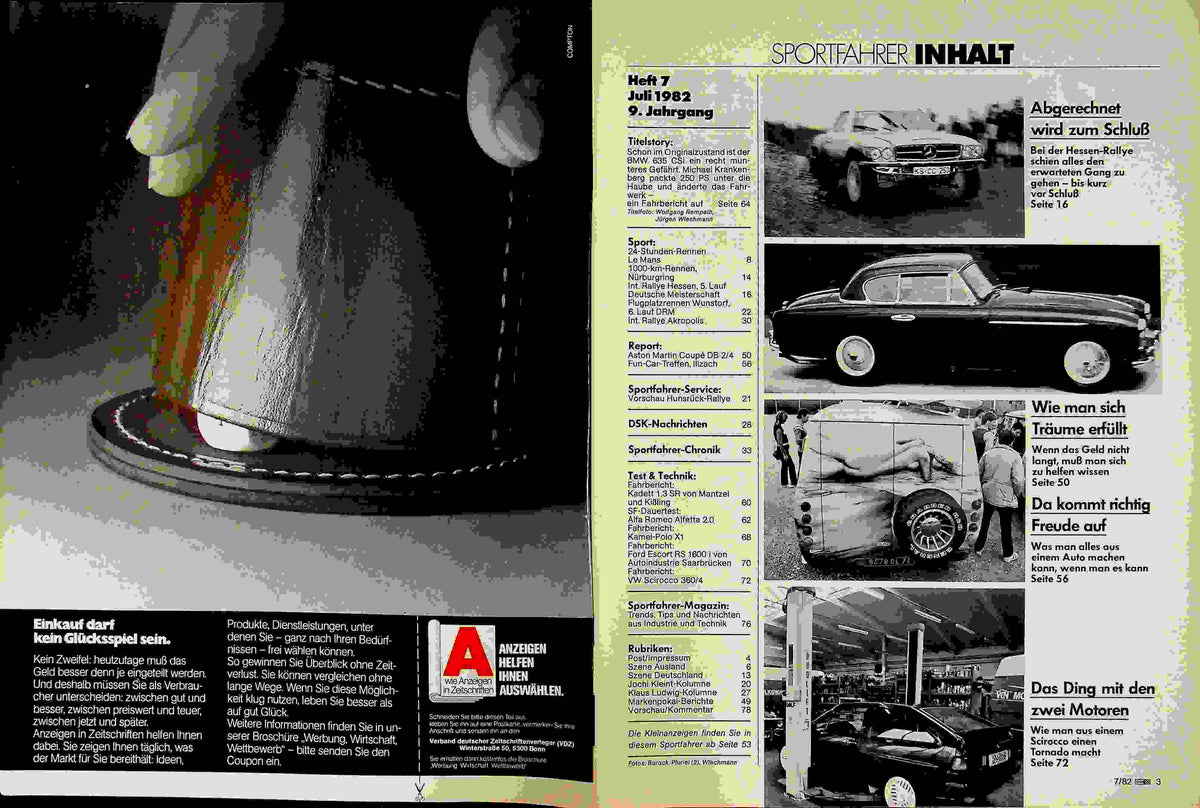 Inhaltsverzeichnis Sport Fahrer 07/1982