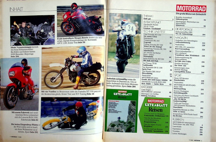 Inhaltsverzeichnis Motorrad 07/1982