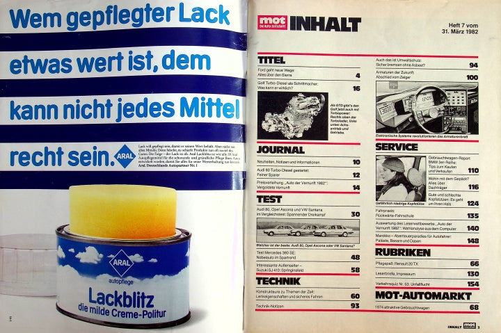 Inhaltsverzeichnis MOT 07/1982