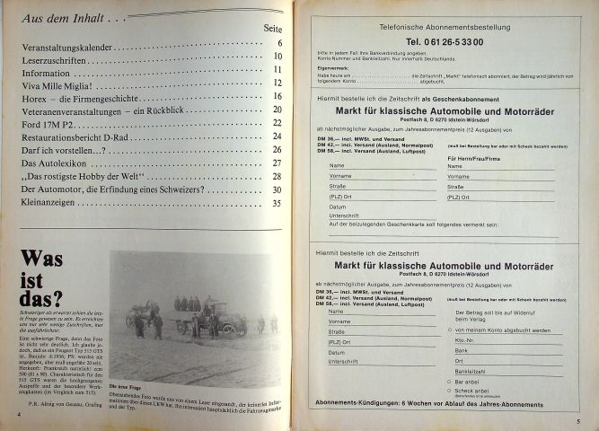 Inhaltsverzeichnis Oldtimer Markt 07/1982