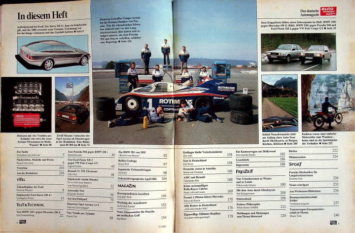 Inhaltsverzeichnis Auto Motor und Sport 07/1983