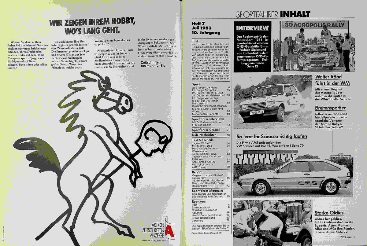 Inhaltsverzeichnis Sport Fahrer 07/1983